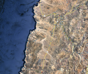 Imagen Google Earth del polígono entre Huasco-Vallenar- Copiapó- Caldera.