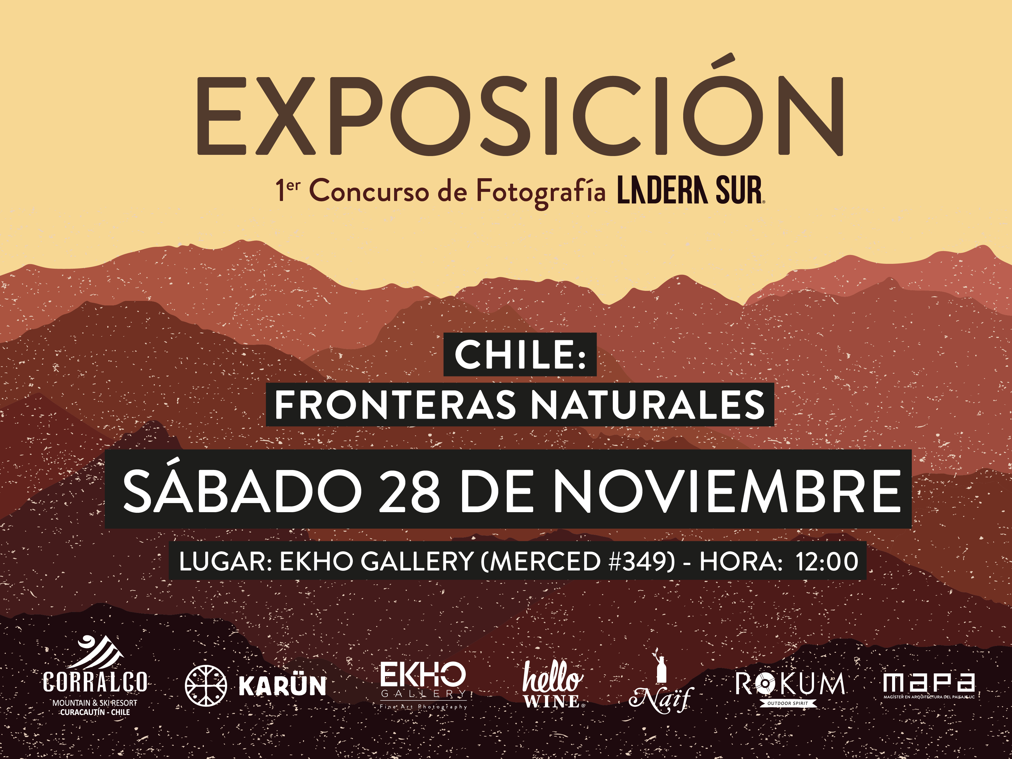¡TODOS INVITADOS! Exposición y premiación concurso, «CHILE: FRONTERAS NATURALES” en Ekho Gallery