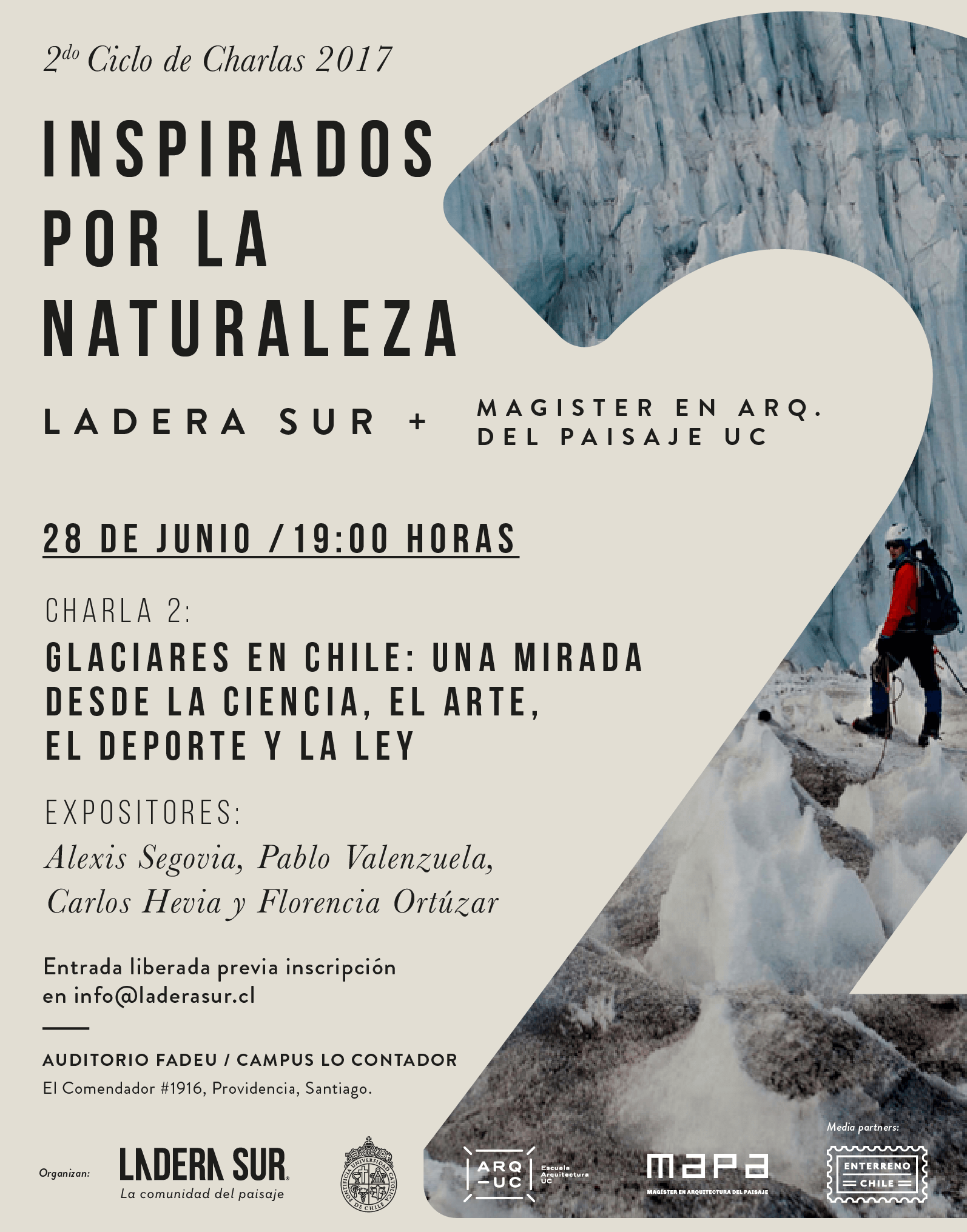 Segunda Charla LS-MAPA UC: Glaciares en Chile, una mirada desde la ciencia, el arte, el deporte y la ley