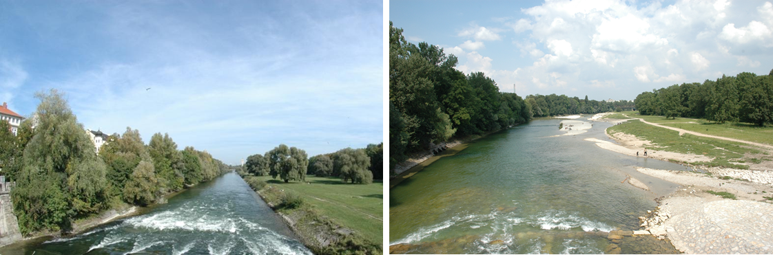 Antes (izquierda) y después (derecha) del Plan Isar ©Cortesía de Jens Benöhr