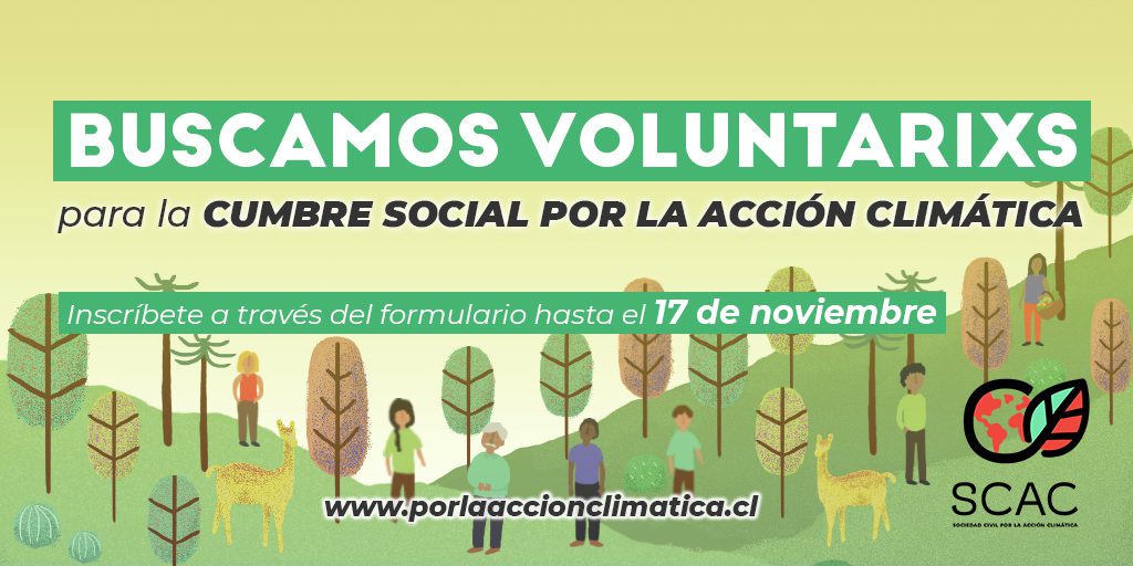 Súmate al equipo de voluntarios de la Cumbre Social por la Acción Climática