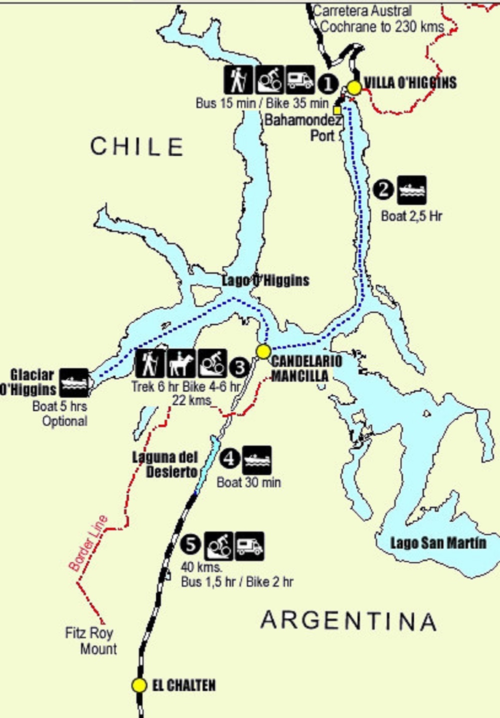 Mapa de Paso Laguna del Desierto / ©diariodelviajero.com
