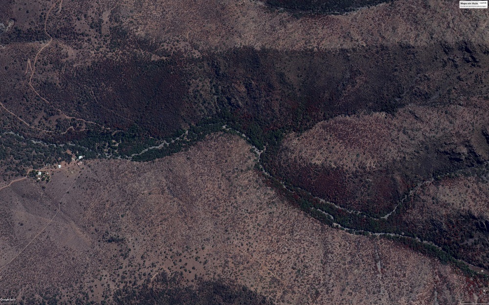 Pardeamiento bosque esclerófilo 2019 por Google Earth
