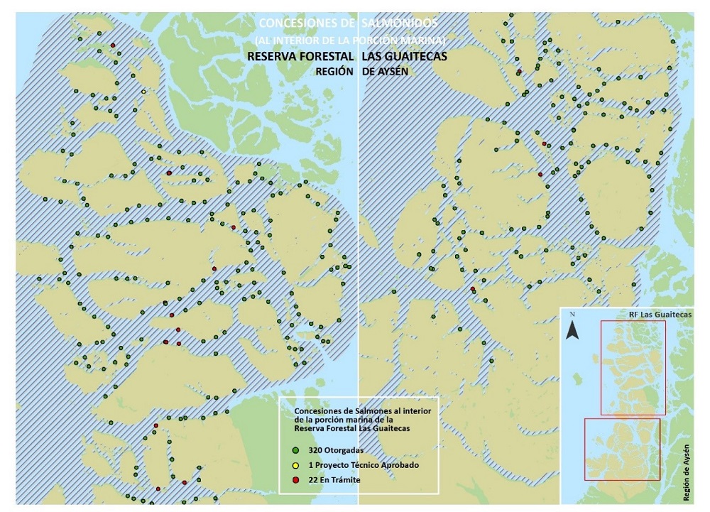 Información de Sistema Catastral (Ministerio de Bienes Nacionales) y Visualizador de Mapas (Subpesca) a febrero de 2020 ©Terram