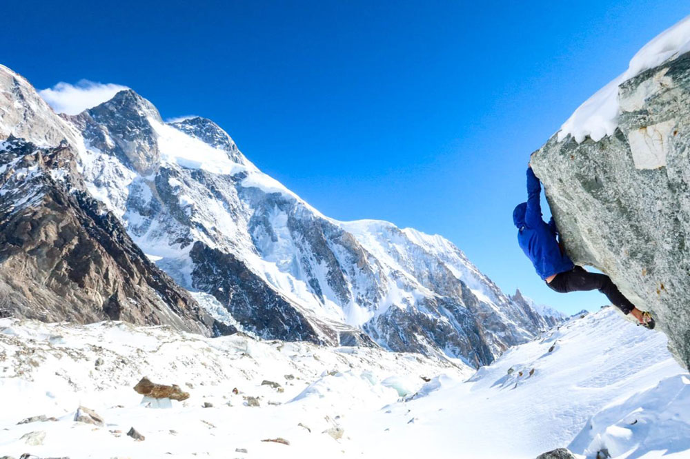Juan Pablo realizaba boulder en el K2 para entrenar y distraerse.