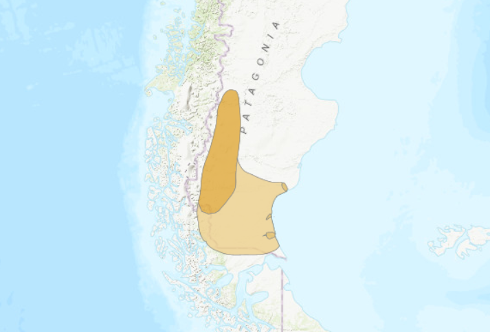 Distribución del macá tobiano en la Patagonia. Crédito: © IUCN.