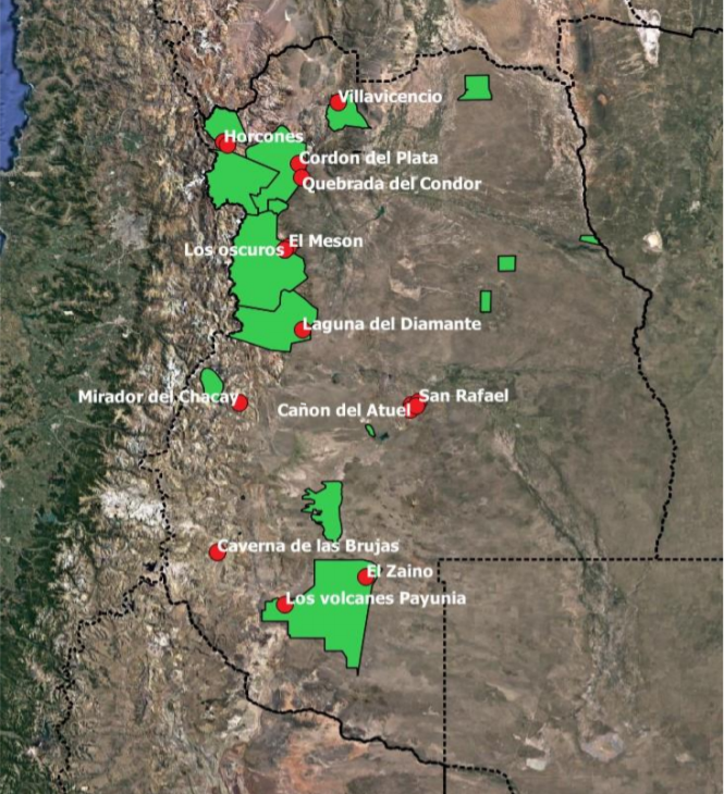 Puestos de observación del III Censo de Cóndor Andino en Áreas Protegidas de la provincia de Mendoza, en Argentina. Crédito: © DRNR, SAYOT, FBA.