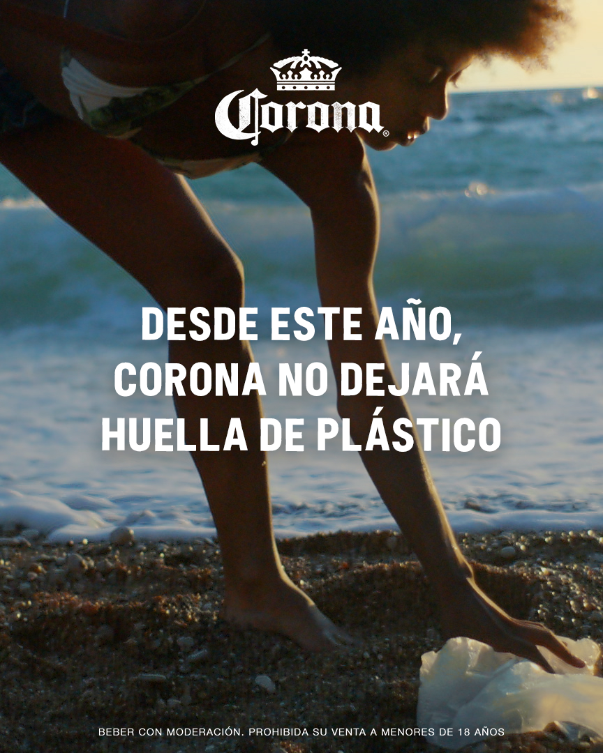 La compañía de bebidas alcohólicas ha hecho el anuncio de su reducción a cero de huella de plástico en la semana de los océanos. Crédito: © Cerveza Corona