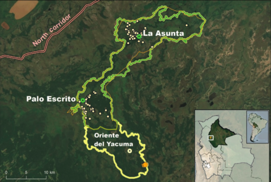 El mapa muestra la zona de distribución del mono tití de Olalle. Crédito: © WCS.