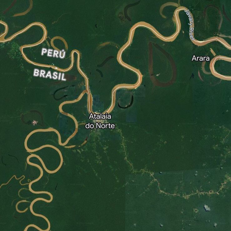Imagen satelital de la zona donde desparecieron Dom Phillips y Bruno Araújo Pereira. Fuente: Google Earth