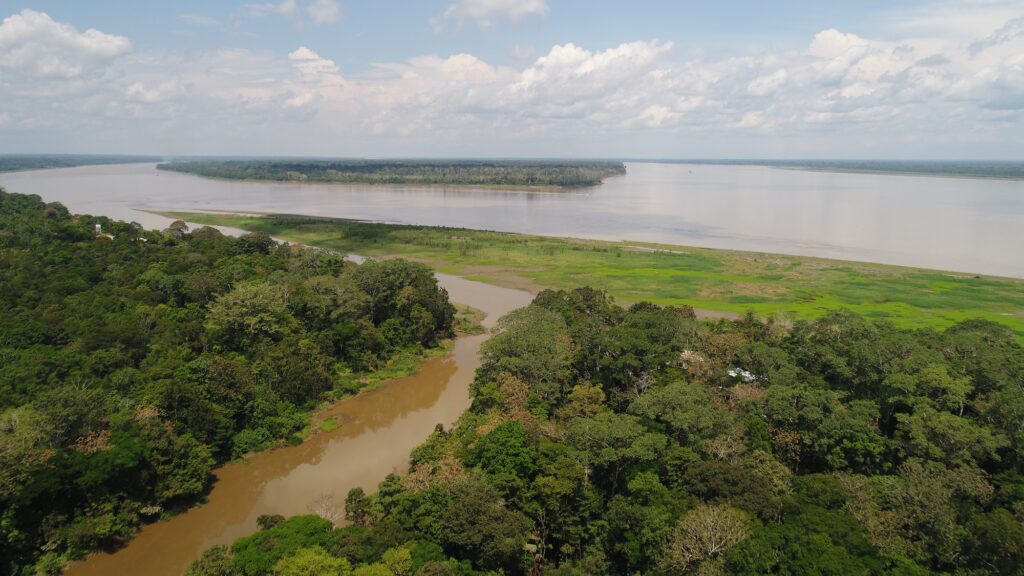 Vista aérea de la isla Mocagua. Foto: PNN Colombia