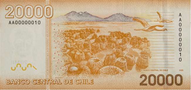 Billete de 20000 pesos. Banco Central de Chile