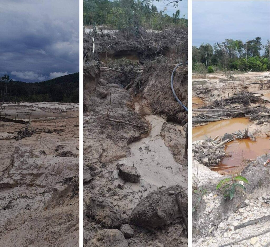 Así se ve la devastación ambiental generada por la minería ilegal en Yapacana, a 200 kilómetros de la frontera de Guainía, entre Colombia y Venezuela.
