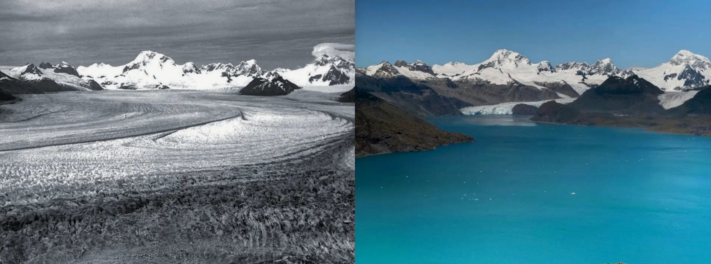 El antes y el ahora del glaciar Marinelli en Tierra del Fuego