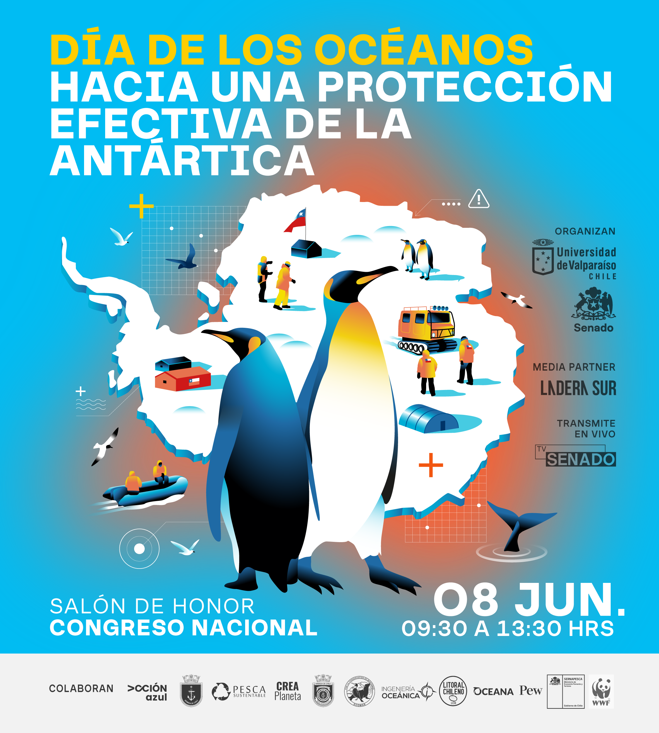 Afiche oficial del día de los océanos en el Congreso Nacional