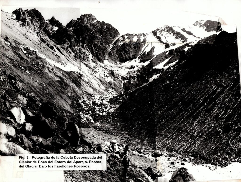 Fotografía del glaciar posterior al evento de 1980. Créditos: imagen extraída de un estudio anterior. 