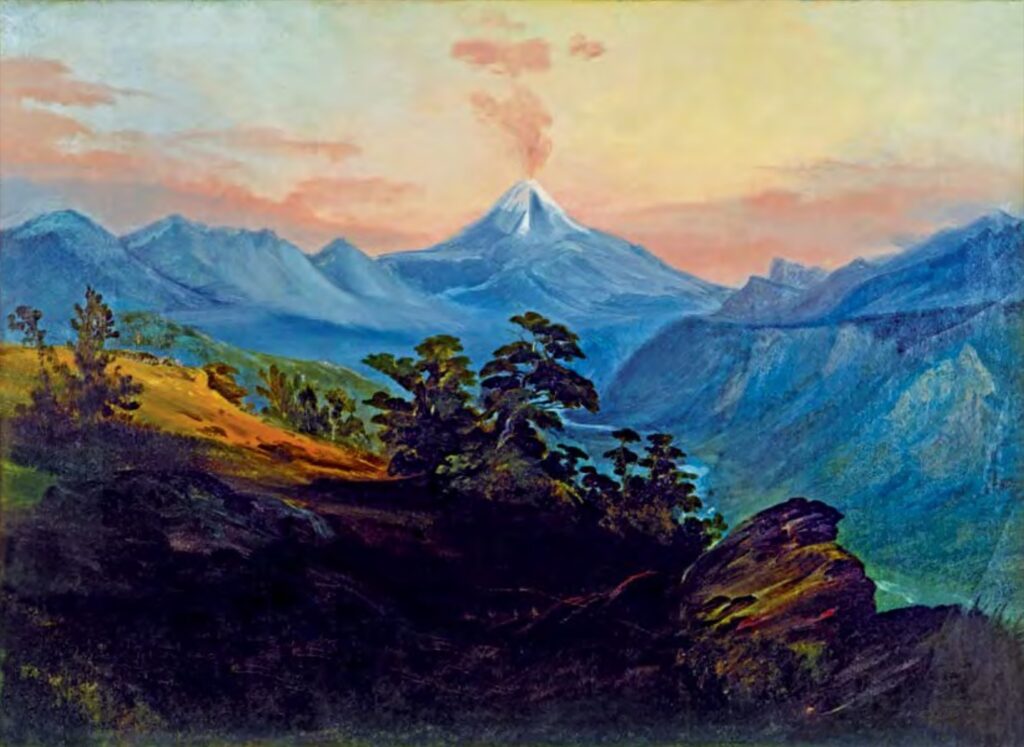 Volcán Antuco (1835). Staatliche Graphische Sammlung München, Alemania. Autor: Johann Moritz Rugendas.