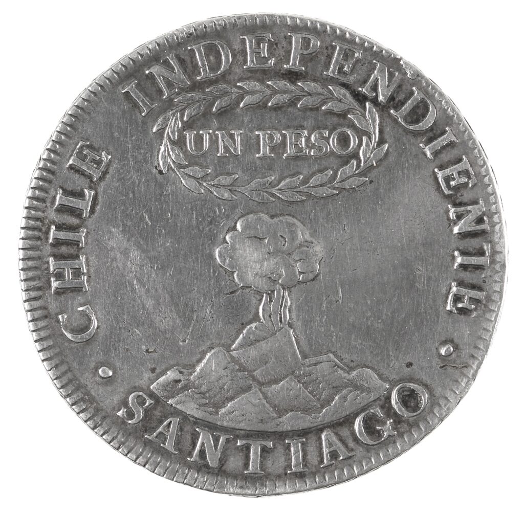 Moneda de un peso (1817). Museo Histórico Nacional. Diseño: Francisco Borja Venegas.