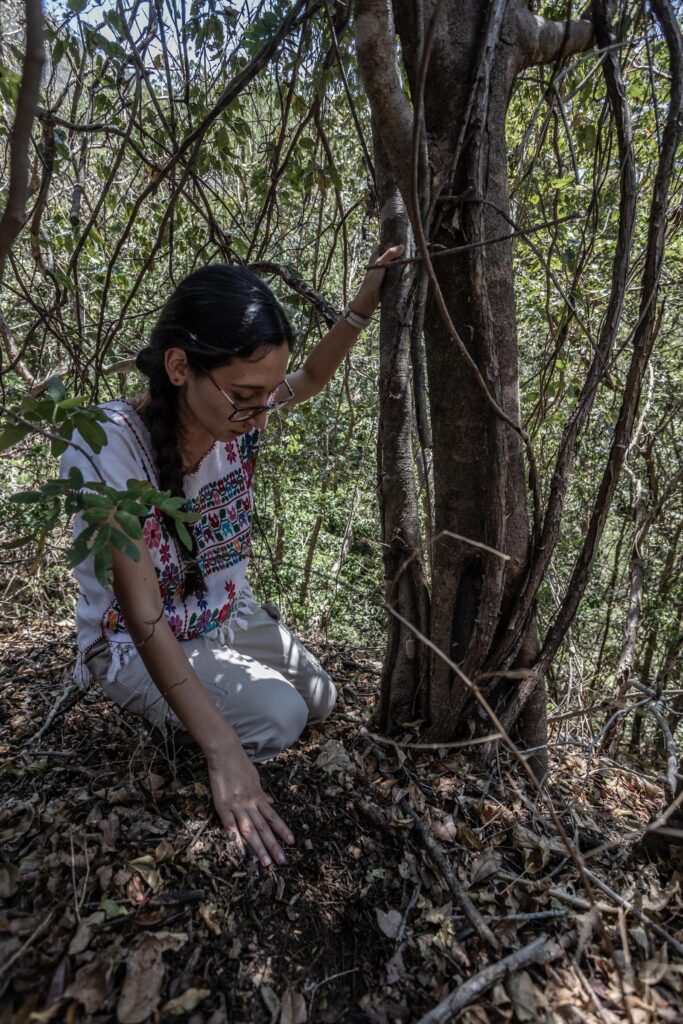 Janet Vargas estudió dos poblaciones de Peltogyne mexicana para su tesis de maestría. Foto: Iván Castaneira.