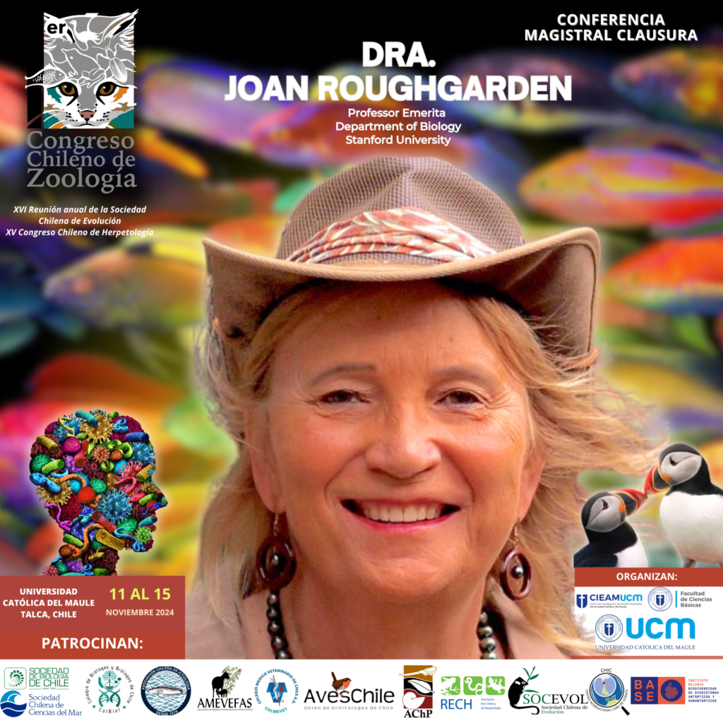 Joan Roughgarden,  Profesora Emerita de Standford participara en el Primer Congreso Chileno de Zoología. Créditos: Primer Congreso Chileno de Zoología.