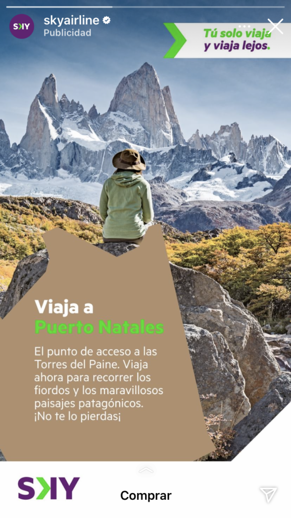 Publicidad de aerolinea Sky con la foto equivocada, se muestra al Monte Fitz Roy, pero la publicidad es de Torres del Paine.  Créditos: ©Felipe Howard