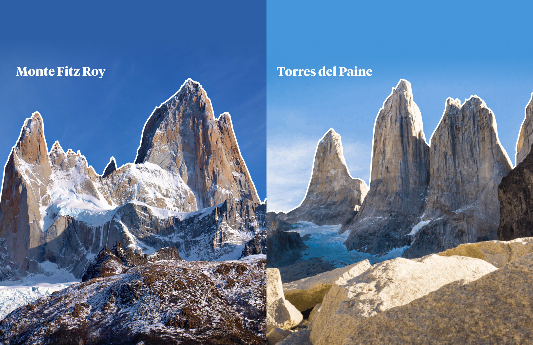 ¿Los confundes? Torres del Paine y Monte Fitz Roy, dos macizos similares, pero con diferencias