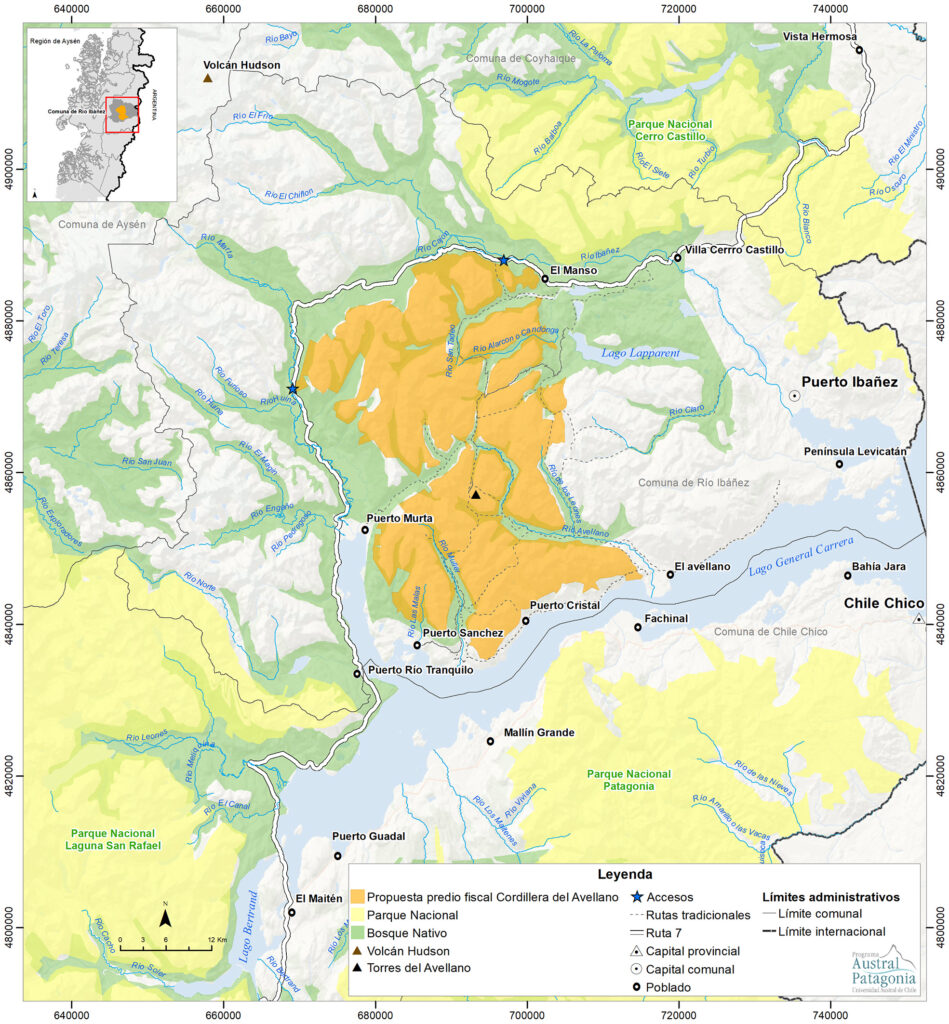 Mapa ACMU Torres del Avellano. Foto: Austral Patagonia