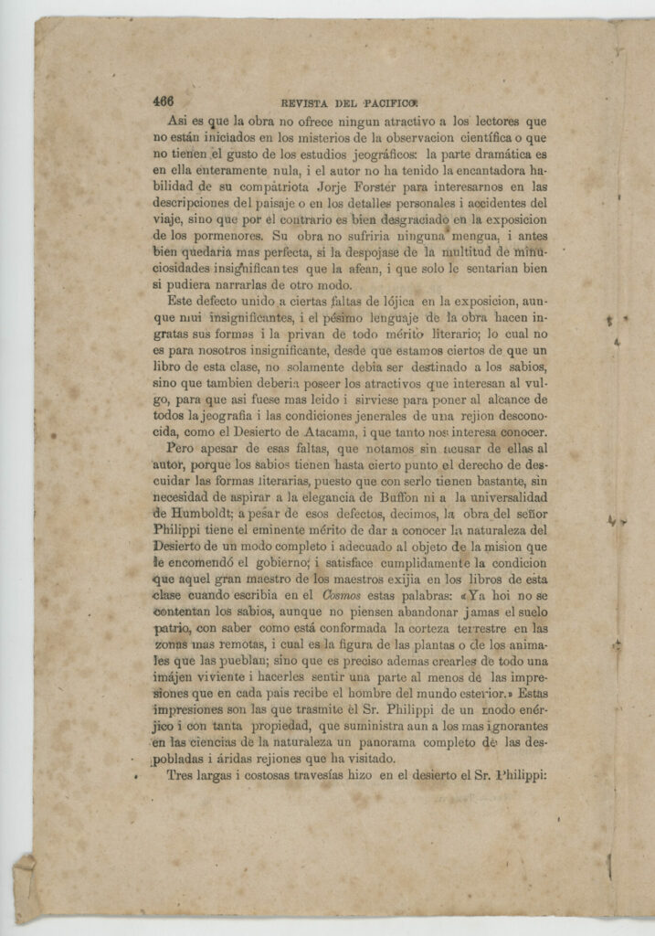 Extracto "Viaje al desierto de Atacama" de Rudolph Philippi. Créditos: Gentileza Archivo Emilio Held