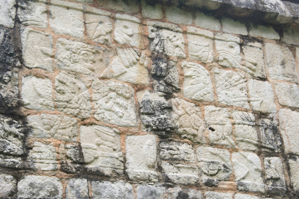 La inscripción encontrada en la “Serie Inicial”, más conocida como la Antigua Chichén Itzá, muestra a dos hombres murciélago. Créditos Alejandro Ganesh Marín Méndez