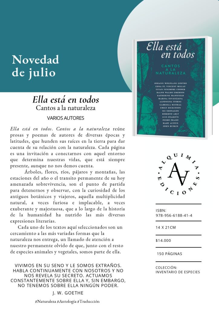 Ella está en todos. Cantos a la naturaleza. Créditos: Ediciones Alquimia.