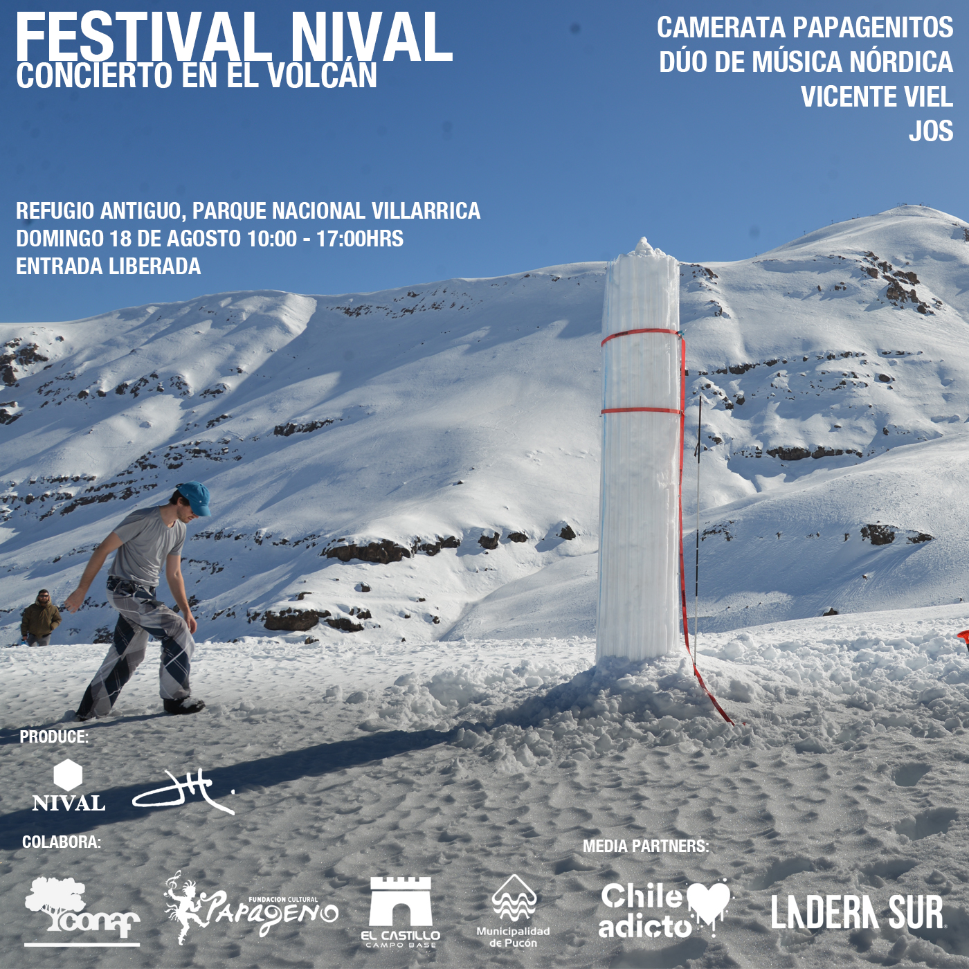 Festival Nival: Una intervención de fantasía para las familias visitantes del volcán Villarrica