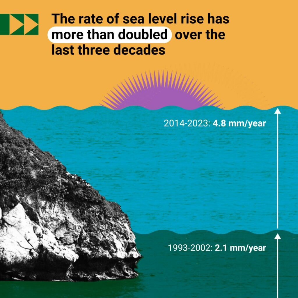 "El nivel del mar ha subido más del doble en las últimas tres décadas". Créditos ONU