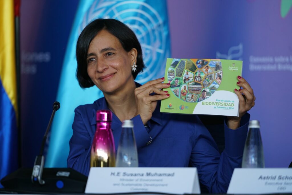 La Ministra de Ambiente de Colombia, Susana Muhamad, presentó el Plan Nacional de Biodiversidad de su país. Foto Ministerio de Ambiente de Colombia