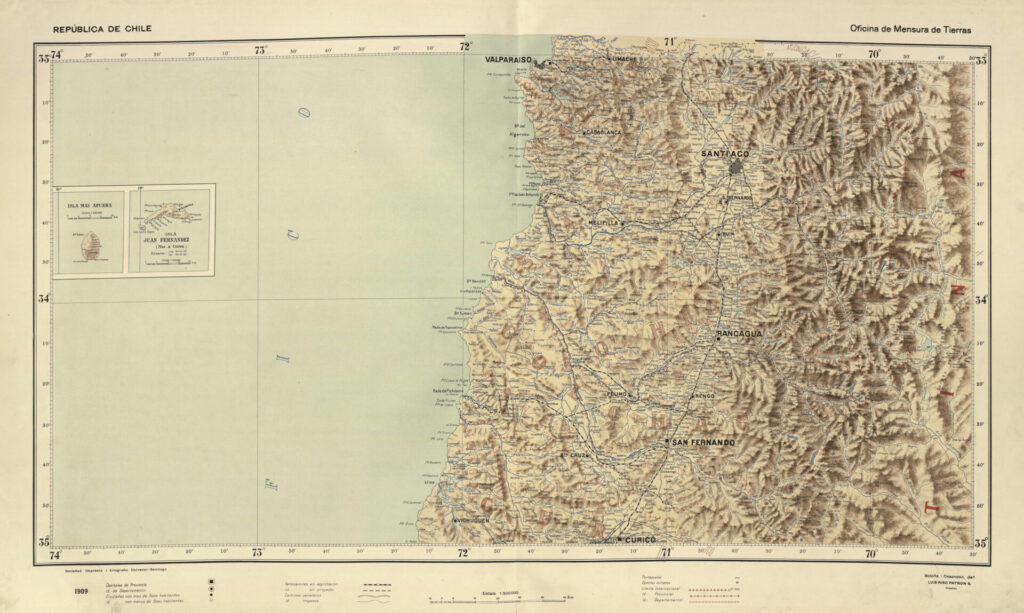 Cuenca inferior del río Puelo. Créditos: Nicanor Boloña y Dañino, Luis Ossandón y Cressy, Luis Risopatrón.