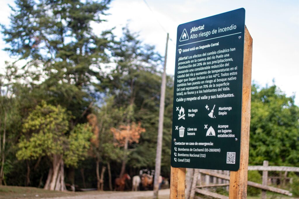 Señalética de incendios, Puelo Patagonia