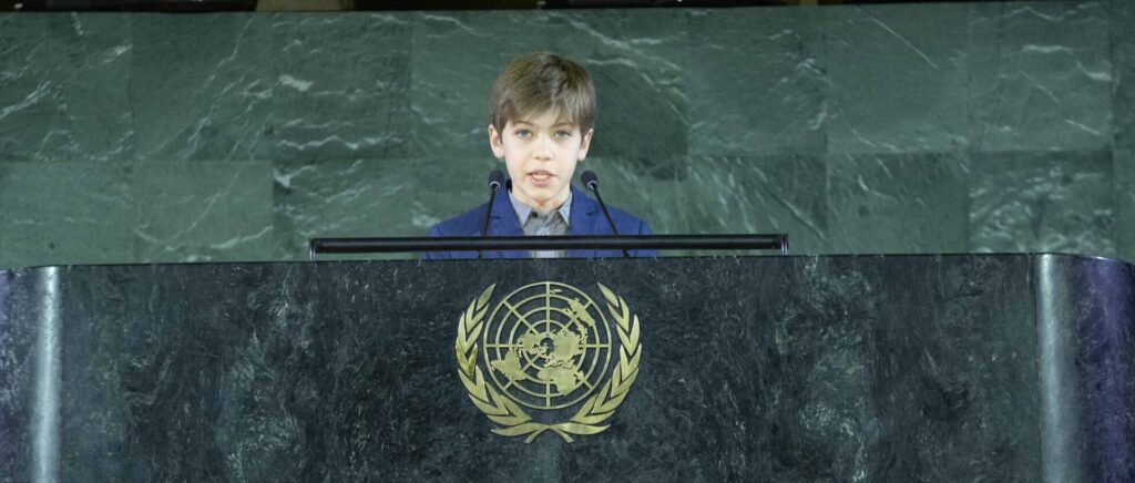 Participación de Dante Vergara en la Asamblea General de las Naciones Unidas, 2019. Créditos: UNICEF