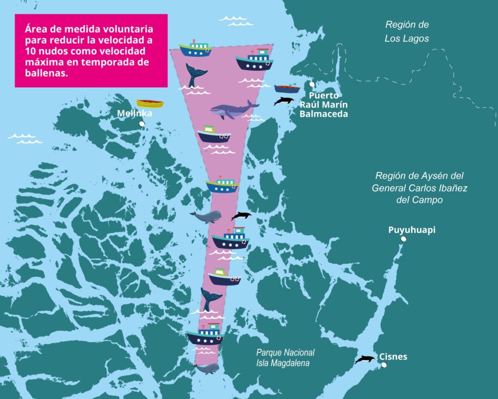 Mapa reducción velocidad. Créditos: © WWF Chile