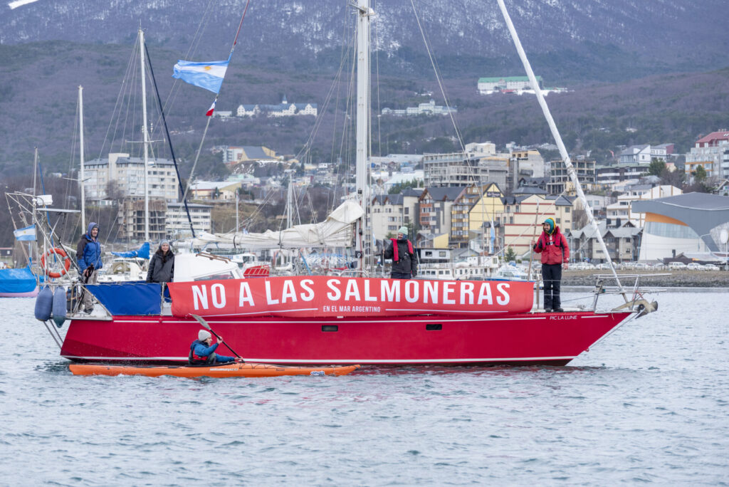 Activismo contra salmoneras, Argentina. Créditos: Lionel Machado