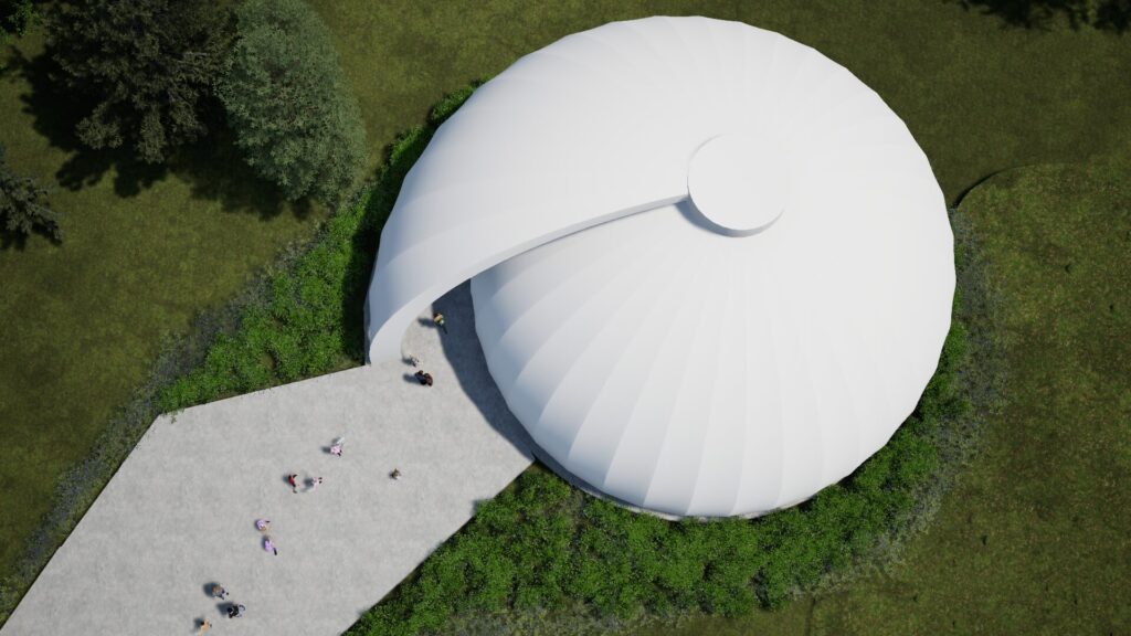 Representación del exterior del espacio inmersivo. Créditos: MIM