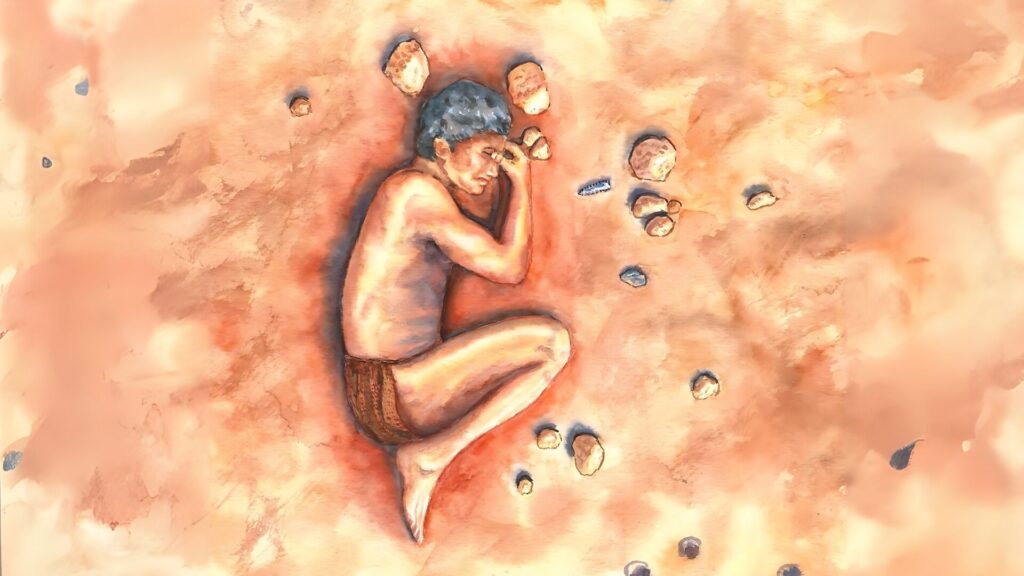 Portada del libro Los rieles El contexto arqueológico del primer sudamericano. Créditos: Mauricio Álvarez (@ mauricio_alvarez_art).