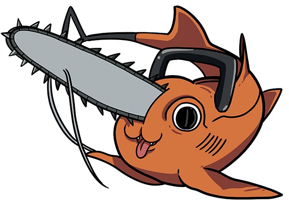 Caricaturas de la nueva especie fósil en el estilo del personaje Pochita de la serie Chainsaw man. Créditos Cotty Charuri