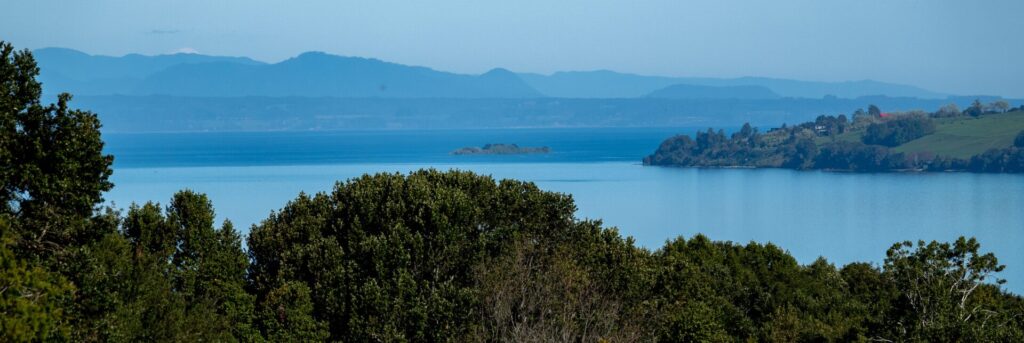 Jardín Botánico VerdeNativo, vista a Bahía Rincones y Punta Los Bajos, Lago Llanquihue. Créditos Ilse Ilijic