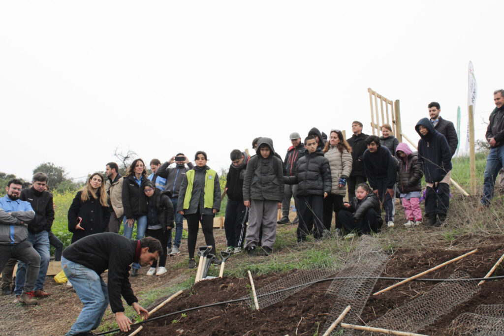 Hito de inicio Plantación Soluciones Polpaico en cerros de Renca 