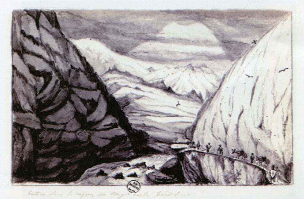 Rutas de la cordillera en 1833.