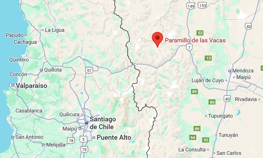 Paramillos de las vacas en Google Maps