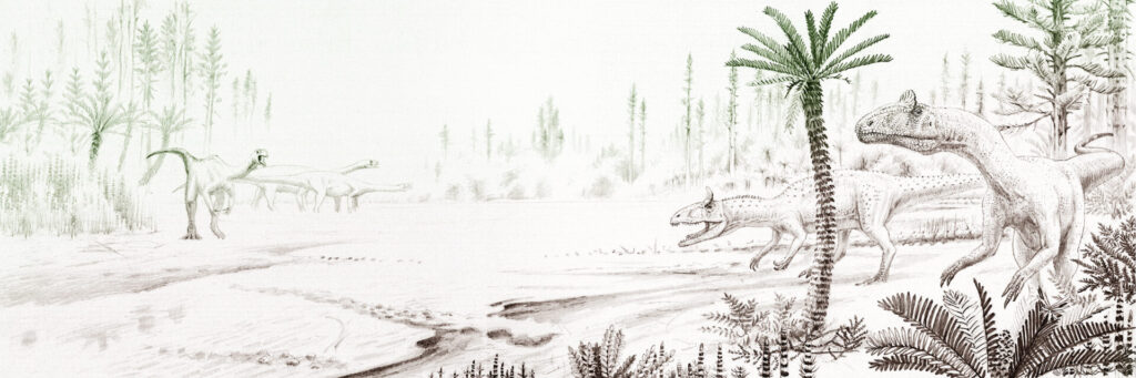 Antártica en el Jurásico. Ilustraciones para el libro “Antártica, una mirada desde Chile” del Banco Santander y Museo Chileno de Arte Precolombino, realizado por Virtuallibros.