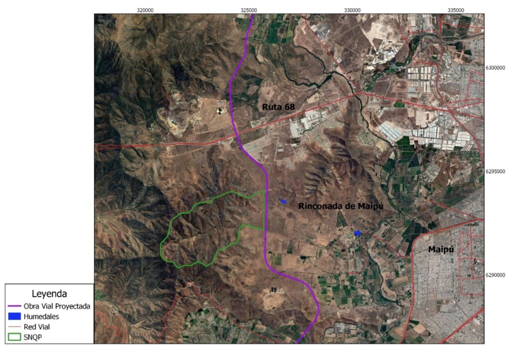 Figura 17. Obra vial proyectada y su relación con el Monumento de la Naturaleza Quebrada de la Plata y áreas circundantes.