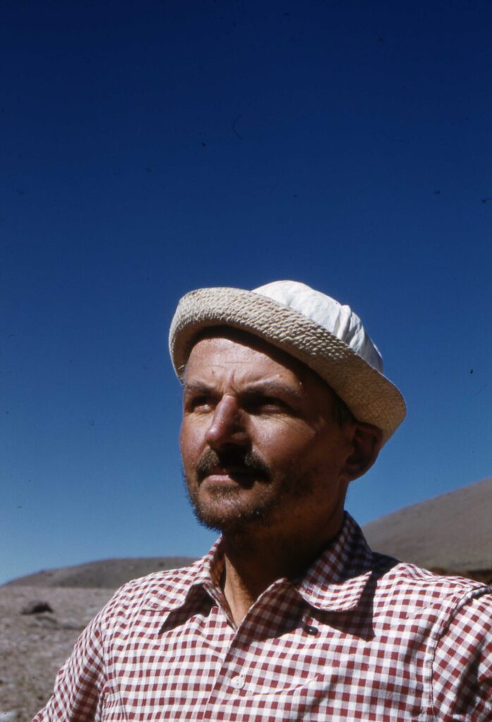 Eberhard Meier durante la expedición al Risopatrón (1956). Créditos: Editorial Chilena de Montaña.