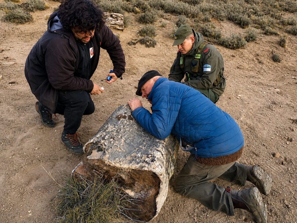 Tres nuevos sitios con bosques petrificados fueron hallados cerca de Pilcaniyeu, en la provincia de Río Negro. Créditos (CC-BY): Gobierno de Río Negro.
