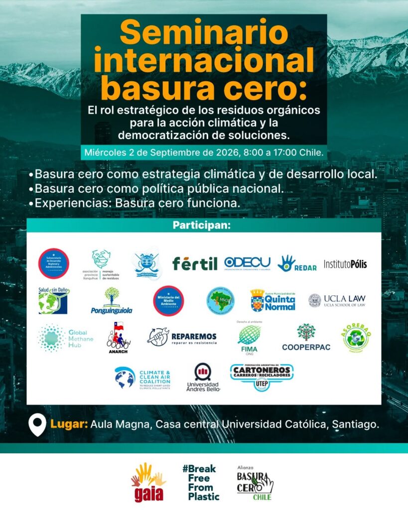 Afiche Seminario Internacional: Basura Cero. Créditos: GAIA América Latina y el Caribe